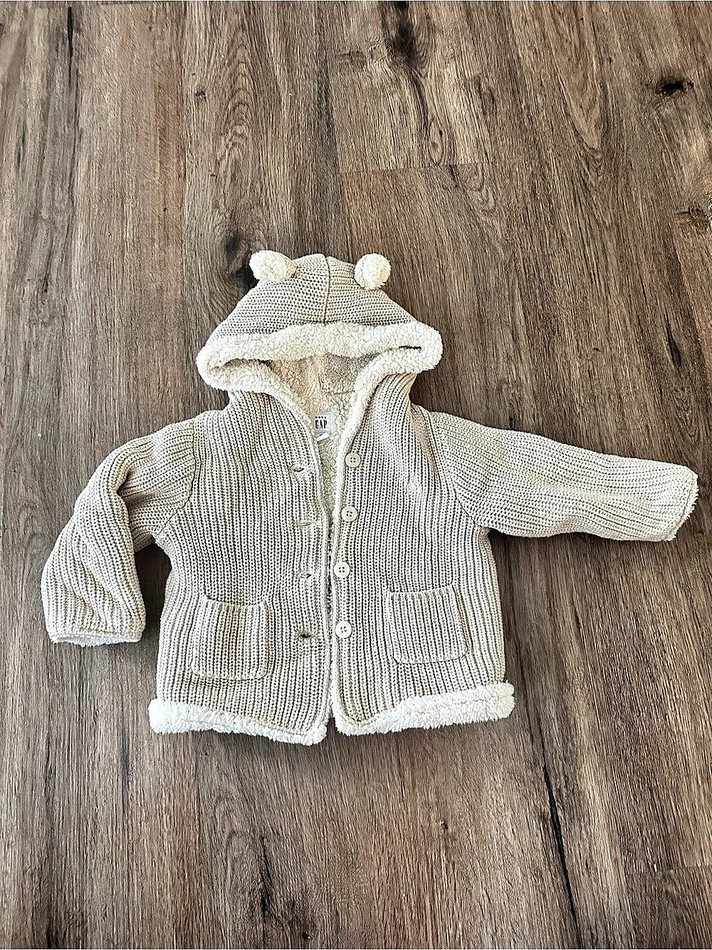 Baby GAP  Sherpa Hooded Jacket Cream 12-18M